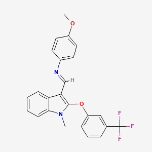 N-(4-methoxyphenyl)-1-[1-methyl-2-[3-(trifluoromethyl)phenoxy]indol-3-yl]methanimine