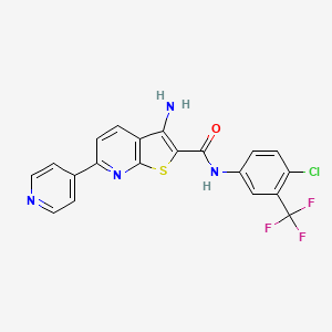 3-amino-N-[4-chloro-3-(trifluoromethyl)phenyl]-6-(pyridin-4-yl)thieno[2,3-b]pyridine-2-carboxamide