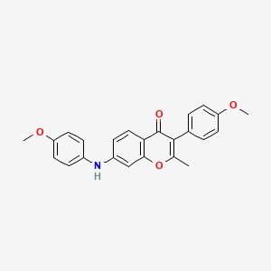 molecular formula C24H21NO4 B2652931 3-(4-methoxyphenyl)-7-((4-methoxyphenyl)amino)-2-methyl-4H-chromen-4-one CAS No. 859669-65-1