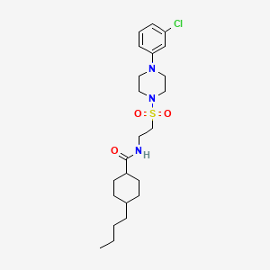 4-butyl-N-(2-((4-(3-chlorophenyl)piperazin-1-yl)sulfonyl)ethyl)cyclohexanecarboxamide