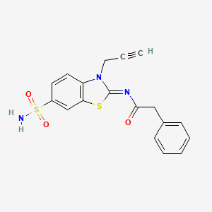 molecular formula C18H15N3O3S2 B2652937 (Z)-2-phenyl-N-(3-(prop-2-yn-1-yl)-6-sulfamoylbenzo[d]thiazol-2(3H)-ylidene)acetamide CAS No. 865182-66-7