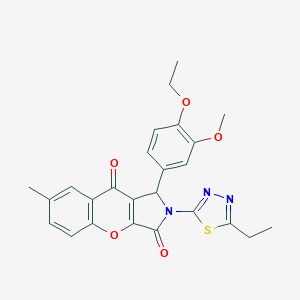 molecular formula C25H23N3O5S B265294 1-(4-Ethoxy-3-methoxyphenyl)-2-(5-ethyl-1,3,4-thiadiazol-2-yl)-7-methyl-1,2-dihydrochromeno[2,3-c]pyrrole-3,9-dione 