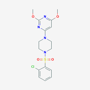 molecular formula C16H19ClN4O4S B2652941 4-(4-((2-Chlorophenyl)sulfonyl)piperazin-1-yl)-2,6-dimethoxypyrimidine CAS No. 1021039-50-8
