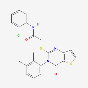 molecular formula C22H18ClN3O2S2 B2652942 N-(2-chlorophenyl)-2-{[3-(2,3-dimethylphenyl)-4-oxo-3,4-dihydrothieno[3,2-d]pyrimidin-2-yl]sulfanyl}acetamide CAS No. 1291849-09-6