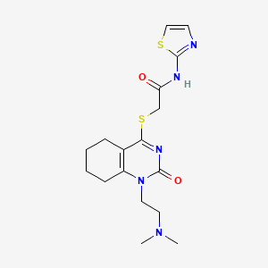 molecular formula C17H23N5O2S2 B2652944 2-((1-(2-(dimethylamino)ethyl)-2-oxo-1,2,5,6,7,8-hexahydroquinazolin-4-yl)thio)-N-(thiazol-2-yl)acetamide CAS No. 899749-25-8