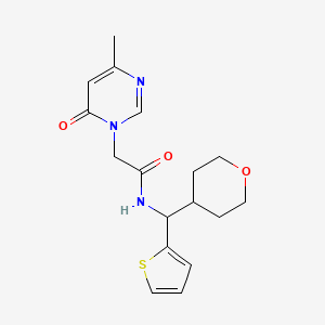B2652949 2-(4-methyl-6-oxopyrimidin-1(6H)-yl)-N-((tetrahydro-2H-pyran-4-yl)(thiophen-2-yl)methyl)acetamide CAS No. 2192745-45-0