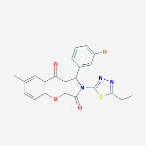 molecular formula C22H16BrN3O3S B265295 1-(3-Bromophenyl)-2-(5-ethyl-1,3,4-thiadiazol-2-yl)-7-methyl-1,2-dihydrochromeno[2,3-c]pyrrole-3,9-dione 