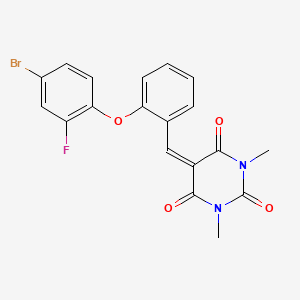 molecular formula C19H14BrFN2O4 B2652952 5-{[2-(4-溴-2-氟苯氧基)苯基]亚甲基}-1,3-二甲基-1,3-二氮杂环己烷-2,4,6-三酮 CAS No. 477856-98-7