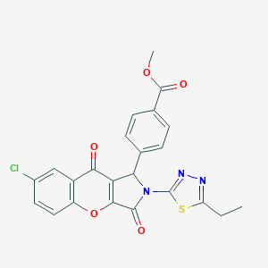 molecular formula C23H16ClN3O5S B265297 Methyl 4-[7-chloro-2-(5-ethyl-1,3,4-thiadiazol-2-yl)-3,9-dioxo-1,2,3,9-tetrahydrochromeno[2,3-c]pyrrol-1-yl]benzoate 
