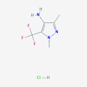 molecular formula C6H9ClF3N3 B2652970 1,3-二甲基-5-(三氟甲基)-1H-吡唑-4-胺盐酸盐 CAS No. 1855907-39-9
