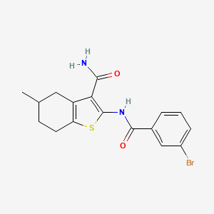 molecular formula C17H17BrN2O2S B2652974 2-(3-Bromobenzamido)-5-methyl-4,5,6,7-tetrahydrobenzo[b]thiophene-3-carboxamide CAS No. 476280-20-3