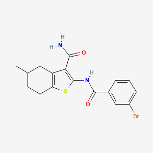 molecular formula C17H17BrN2O2S B2652974 2-(3-溴苯甲酰胺)-5-甲基-4,5,6,7-四氢苯并[b]噻吩-3-甲酰胺 CAS No. 476280-20-3