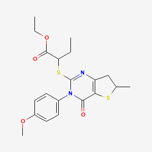 molecular formula C20H24N2O4S2 B2652977 Ethyl 2-[[3-(4-methoxyphenyl)-6-methyl-4-oxo-6,7-dihydrothieno[3,2-d]pyrimidin-2-yl]sulfanyl]butanoate CAS No. 905697-11-2