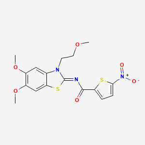 molecular formula C17H17N3O6S2 B2652978 (Z)-N-(5,6-dimethoxy-3-(2-methoxyethyl)benzo[d]thiazol-2(3H)-ylidene)-5-nitrothiophene-2-carboxamide CAS No. 895455-85-3
