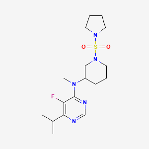 molecular formula C17H28FN5O2S B2652979 5-Fluoro-N-methyl-6-propan-2-yl-N-(1-pyrrolidin-1-ylsulfonylpiperidin-3-yl)pyrimidin-4-amine CAS No. 2415543-12-1