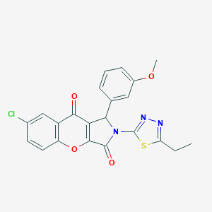 molecular formula C22H16ClN3O4S B265298 7-Chloro-2-(5-ethyl-1,3,4-thiadiazol-2-yl)-1-(3-methoxyphenyl)-1,2-dihydrochromeno[2,3-c]pyrrole-3,9-dione 