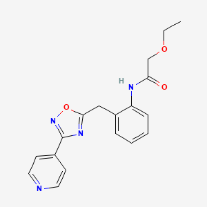 molecular formula C18H18N4O3 B2652983 2-ethoxy-N-(2-((3-(pyridin-4-yl)-1,2,4-oxadiazol-5-yl)methyl)phenyl)acetamide CAS No. 1797597-96-6