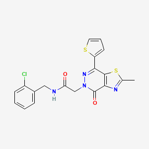 molecular formula C19H15ClN4O2S2 B2652995 N-(2-chlorobenzyl)-2-(2-methyl-4-oxo-7-(thiophen-2-yl)thiazolo[4,5-d]pyridazin-5(4H)-yl)acetamide CAS No. 942004-84-4