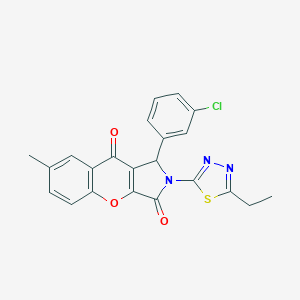 molecular formula C22H16ClN3O3S B265300 1-(3-Chlorophenyl)-2-(5-ethyl-1,3,4-thiadiazol-2-yl)-7-methyl-1,2-dihydrochromeno[2,3-c]pyrrole-3,9-dione 