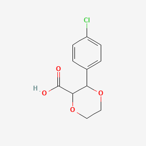 molecular formula C11H11ClO4 B2653003 3-(4-氯苯基)-1,4-二噁烷-2-羧酸 CAS No. 1706443-94-8