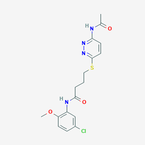 molecular formula C17H19ClN4O3S B2653004 4-((6-acetamidopyridazin-3-yl)thio)-N-(5-chloro-2-methoxyphenyl)butanamide CAS No. 1040647-81-1