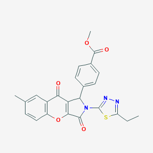 molecular formula C24H19N3O5S B265301 Methyl 4-[2-(5-ethyl-1,3,4-thiadiazol-2-yl)-7-methyl-3,9-dioxo-1,2,3,9-tetrahydrochromeno[2,3-c]pyrrol-1-yl]benzoate 
