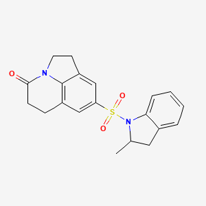 molecular formula C20H20N2O3S B2653018 6-[(2-methyl-2,3-dihydro-1H-indol-1-yl)sulfonyl]-1-azatricyclo[6.3.1.0^{4,12}]dodeca-4(12),5,7-trien-11-one CAS No. 898436-30-1