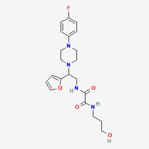 molecular formula C21H27FN4O4 B2653021 N1-(2-(4-(4-fluorophenyl)piperazin-1-yl)-2-(furan-2-yl)ethyl)-N2-(3-hydroxypropyl)oxalamide CAS No. 877632-24-1