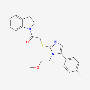 molecular formula C23H25N3O2S B2653026 1-(indolin-1-yl)-2-((1-(2-methoxyethyl)-5-(p-tolyl)-1H-imidazol-2-yl)thio)ethanone CAS No. 1207020-35-6