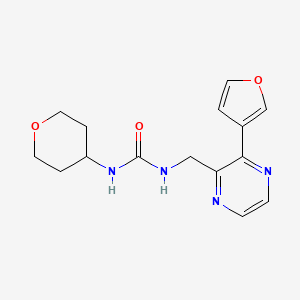 molecular formula C15H18N4O3 B2653033 1-((3-(furan-3-yl)pyrazin-2-yl)methyl)-3-(tetrahydro-2H-pyran-4-yl)urea CAS No. 2034237-84-6