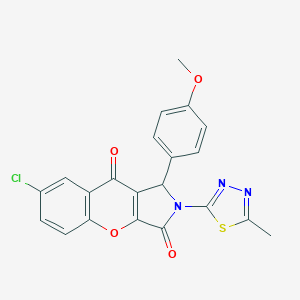 molecular formula C21H14ClN3O4S B265304 7-Chloro-1-(4-methoxyphenyl)-2-(5-methyl-1,3,4-thiadiazol-2-yl)-1,2-dihydrochromeno[2,3-c]pyrrole-3,9-dione 