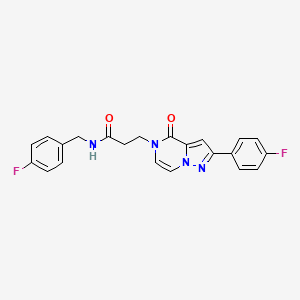 molecular formula C22H18F2N4O2 B2653045 N-(4-fluorobenzyl)-3-[2-(4-fluorophenyl)-4-oxopyrazolo[1,5-a]pyrazin-5(4H)-yl]propanamide CAS No. 1326845-64-0