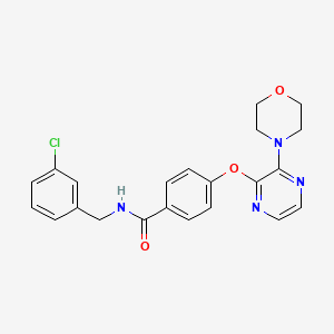 molecular formula C22H21ClN4O3 B2653048 N-(3-氯苄基)-4-[(3-吗啉-4-基吡嗪-2-基)氧基]苯甲酰胺 CAS No. 1251674-35-7