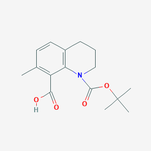 molecular formula C16H21NO4 B2653051 7-Methyl-1-[(2-methylpropan-2-yl)oxycarbonyl]-3,4-dihydro-2H-quinoline-8-carboxylic acid CAS No. 2248371-19-7