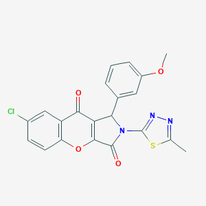 molecular formula C21H14ClN3O4S B265306 7-Chloro-1-(3-methoxyphenyl)-2-(5-methyl-1,3,4-thiadiazol-2-yl)-1,2-dihydrochromeno[2,3-c]pyrrole-3,9-dione 