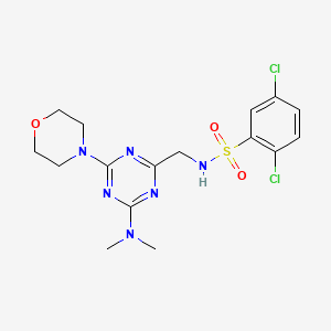 molecular formula C16H20Cl2N6O3S B2653065 2,5-dichloro-N-((4-(dimethylamino)-6-morpholino-1,3,5-triazin-2-yl)methyl)benzenesulfonamide CAS No. 2034550-78-0