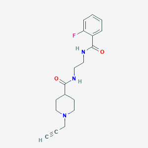 molecular formula C18H22FN3O2 B2653078 N-{2-[(2-氟苯基)甲酰胺]乙基}-1-(丙-2-炔-1-基)哌啶-4-甲酰胺 CAS No. 1280864-31-4