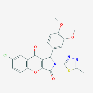 molecular formula C22H16ClN3O5S B265308 7-Chloro-1-(3,4-dimethoxyphenyl)-2-(5-methyl-1,3,4-thiadiazol-2-yl)-1,2-dihydrochromeno[2,3-c]pyrrole-3,9-dione 