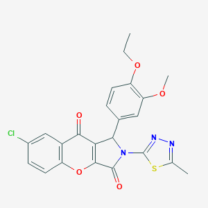 molecular formula C23H18ClN3O5S B265309 7-Chloro-1-(4-ethoxy-3-methoxyphenyl)-2-(5-methyl-1,3,4-thiadiazol-2-yl)-1,2-dihydrochromeno[2,3-c]pyrrole-3,9-dione 