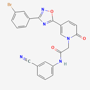 molecular formula C22H14BrN5O3 B2653094 2-(5-(3-(3-bromophenyl)-1,2,4-oxadiazol-5-yl)-2-oxopyridin-1(2H)-yl)-N-(3-cyanophenyl)acetamide CAS No. 1326931-44-5