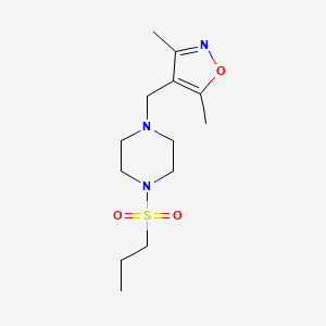 molecular formula C13H23N3O3S B2653095 3,5-Dimethyl-4-((4-(propylsulfonyl)piperazin-1-yl)methyl)isoxazole CAS No. 1235655-49-8