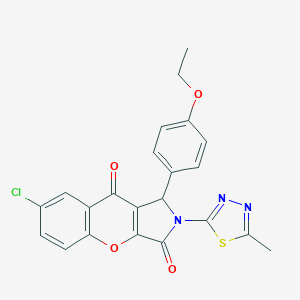 molecular formula C22H16ClN3O4S B265310 7-Chloro-1-(4-ethoxyphenyl)-2-(5-methyl-1,3,4-thiadiazol-2-yl)-1,2-dihydrochromeno[2,3-c]pyrrole-3,9-dione 