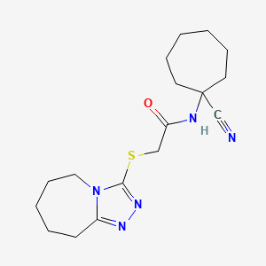molecular formula C17H25N5OS B2653100 N-(1-cyanocycloheptyl)-2-{5H,6H,7H,8H,9H-[1,2,4]triazolo[4,3-a]azepin-3-ylsulfanyl}acetamide CAS No. 1258724-07-0