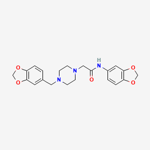 molecular formula C21H23N3O5 B2653101 2-(4-(Benzo[D]1,3-dioxolan-5-ylmethyl)piperazinyl)-N-benzo[D]1,3-dioxolen-5-ylethanamide CAS No. 484027-76-1