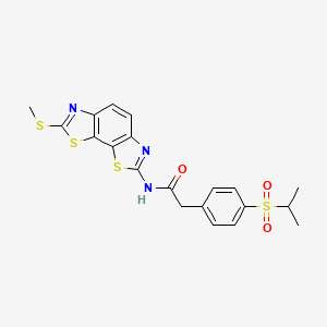 molecular formula C20H19N3O3S4 B2653104 2-(4-(isopropylsulfonyl)phenyl)-N-(7-(methylthio)benzo[1,2-d:4,3-d']bis(thiazole)-2-yl)acetamide CAS No. 955619-64-4