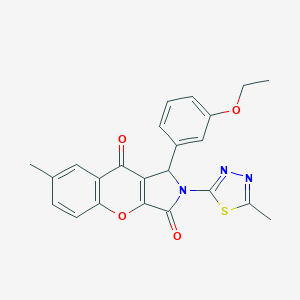 molecular formula C23H19N3O4S B265311 1-(3-Ethoxyphenyl)-7-methyl-2-(5-methyl-1,3,4-thiadiazol-2-yl)-1,2-dihydrochromeno[2,3-c]pyrrole-3,9-dione 