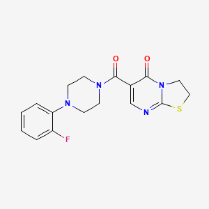 molecular formula C17H17FN4O2S B2653119 6-(4-(2-fluorophenyl)piperazine-1-carbonyl)-2H-thiazolo[3,2-a]pyrimidin-5(3H)-one CAS No. 532966-56-6