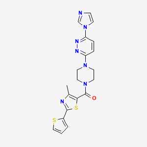 molecular formula C20H19N7OS2 B2653121 (4-(6-(1H-imidazol-1-yl)pyridazin-3-yl)piperazin-1-yl)(4-methyl-2-(thiophen-2-yl)thiazol-5-yl)methanone CAS No. 1351630-93-7