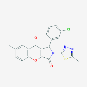 molecular formula C21H14ClN3O3S B265313 1-(3-Chlorophenyl)-7-methyl-2-(5-methyl-1,3,4-thiadiazol-2-yl)-1,2-dihydrochromeno[2,3-c]pyrrole-3,9-dione 