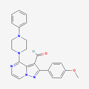 molecular formula C24H23N5O2 B2653133 2-(4-Methoxyphenyl)-4-(4-phenylpiperazin-1-yl)pyrazolo[1,5-a]pyrazine-3-carbaldehyde CAS No. 1019153-91-3